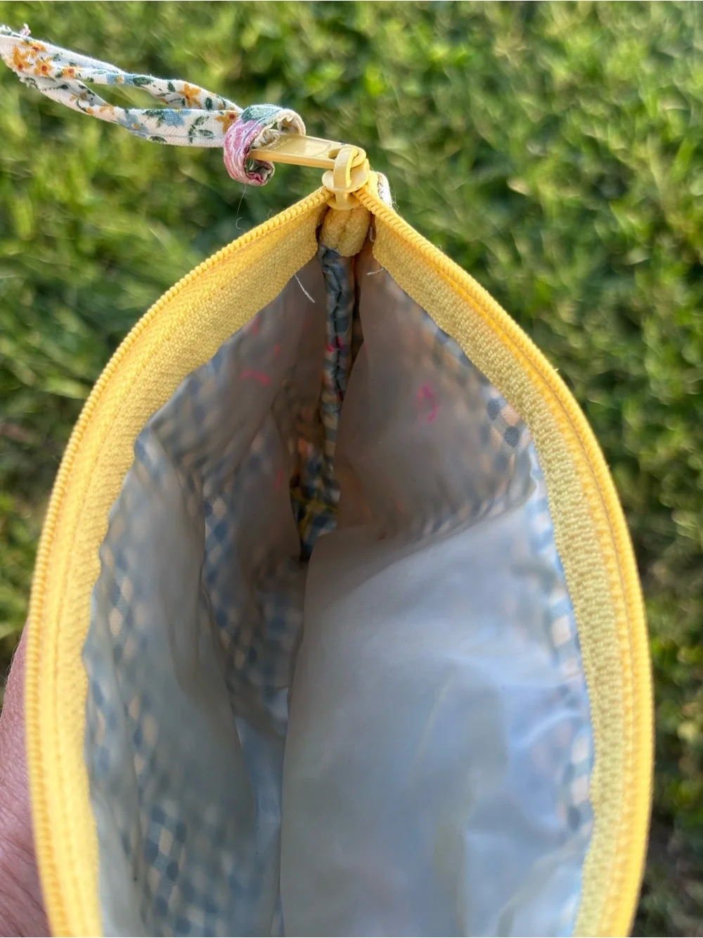 Vera Bradley Yellow Floral Zip Cosmetic Pouch with Rose Trim